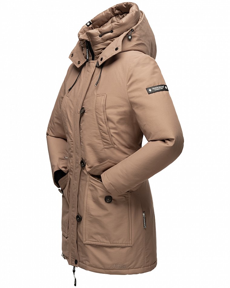 Navahoo Freezestoorm Damen Parka Winterjacke gefüttert Taupe Gr. 36 - S