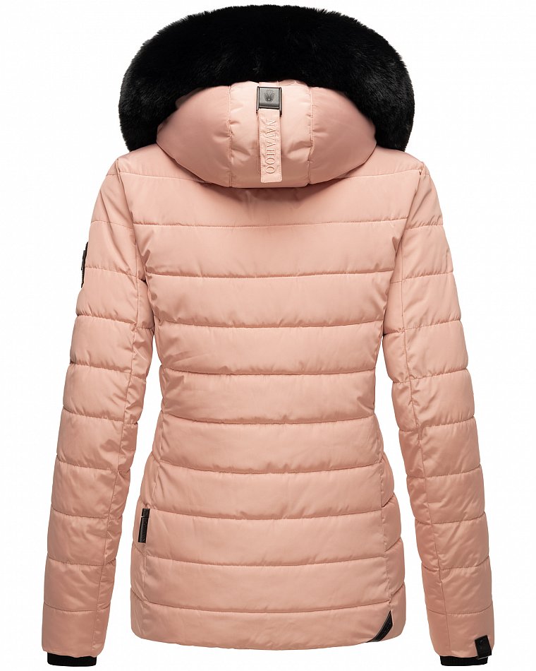 Navahoo Milianaa Damen Winter Steppjacke gefüttert Kapuze mit Kunstfell Rosa Gr. 42 - XL