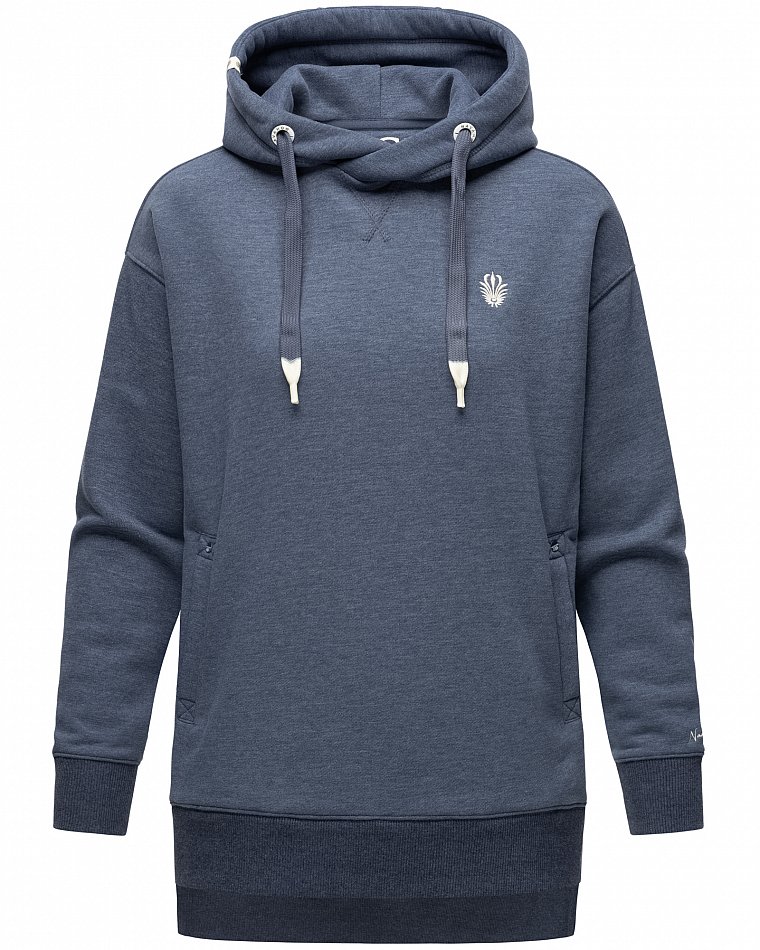 Navahoo Damen Hoodie Sweatpullover Silberengelchen Blau Melange Gr. 40 - L