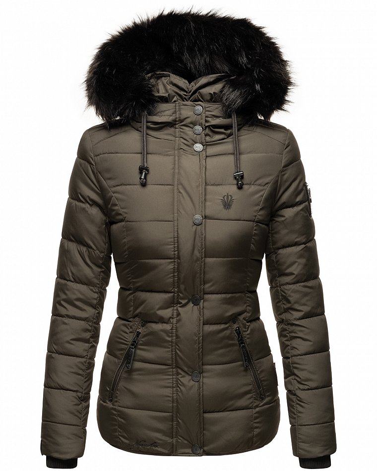 Navahoo Zuckerbiene Damen gefütterte Winter Steppjacke mit Kapuze Anthrazit Gr. 36 - S