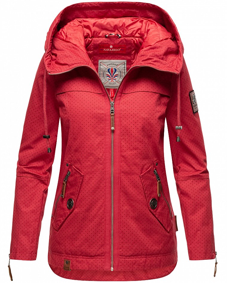 Navahoo Wekoo Damen Übergangsjacke mit Kapuze Rot mit Print  Gr. 38 - M