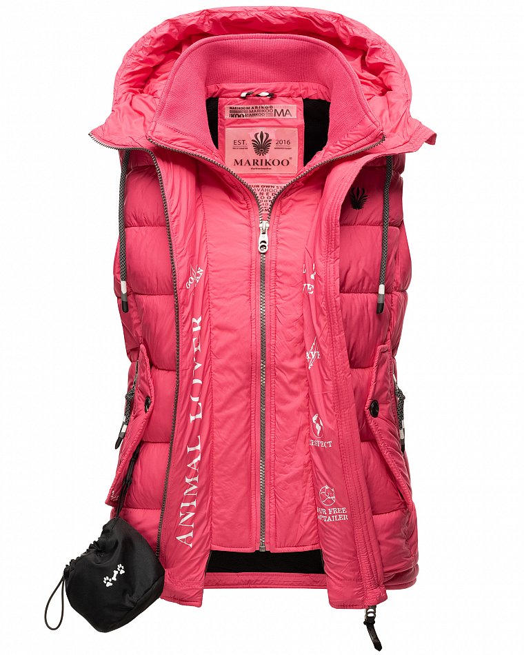 Marikoo Taisaa Damen Übergangs Weste mit Stehkragen Pink Gr. 36 - S 