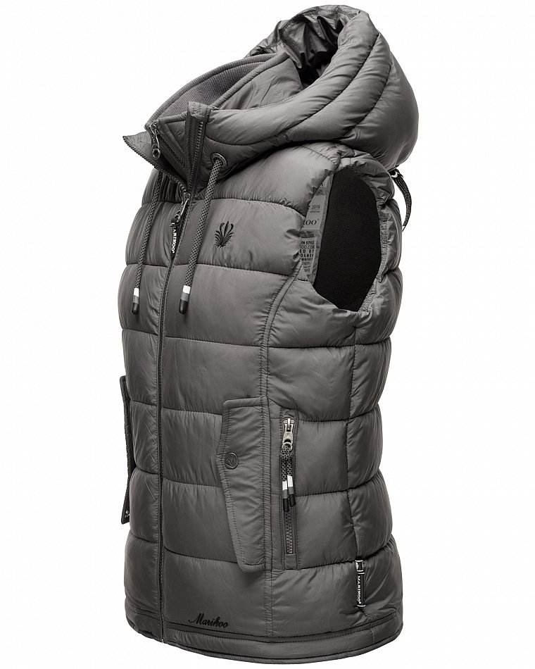 Marikoo Taisaa Damen Übergangs Weste mit Stehkragen Dunkel Grau Gr. 34 - XS 