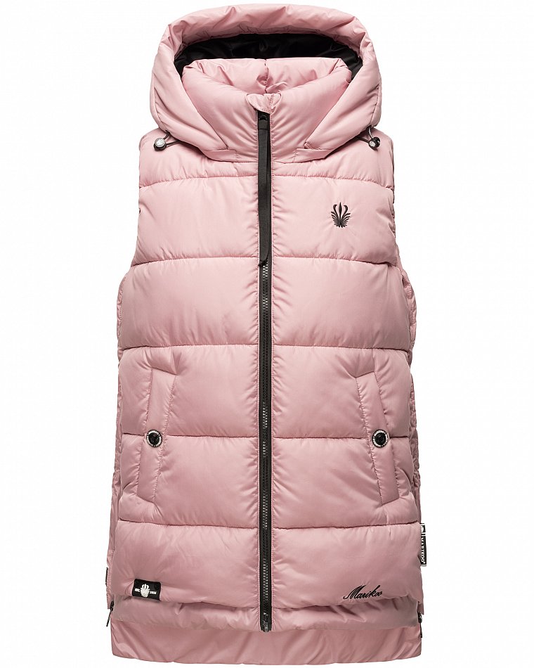 Marikoo Zarinaa Damen Übergangsweste Steppweste mit Kapuze Rose Gr. 36 - S