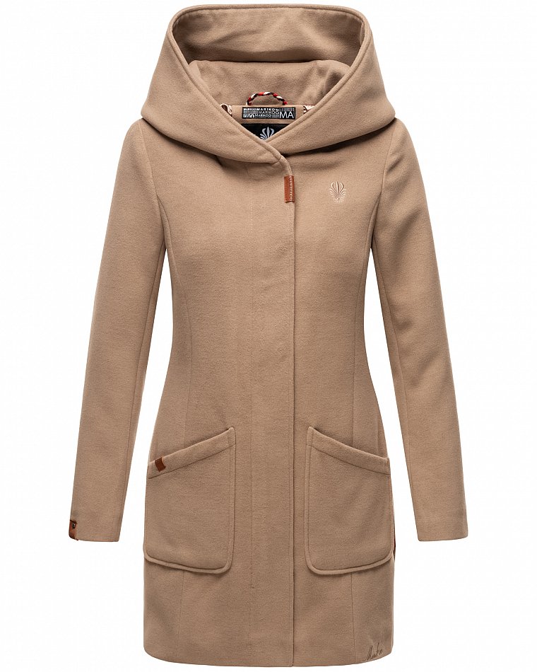 Marikoo Maikoo Damen Wintermantel Trenchcoat mit Kapuze Taupe Grey Gr. 40 - L Marikoo Maikoo Damen Wintermantel Trenchcoat mit Kapuze Taupe Grey Gr. 40 - L