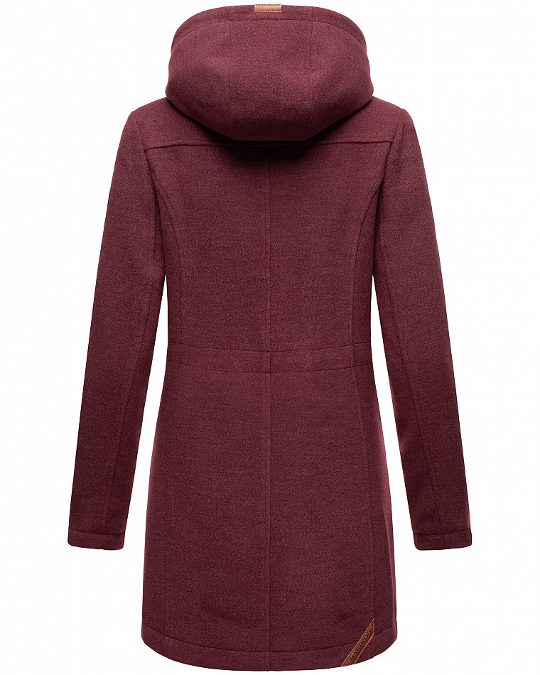 Marikoo Leilaniaa Damen Trenchcoat Winter Mantel mit Kapuze Bordeaux Melange Gr. 40 - L