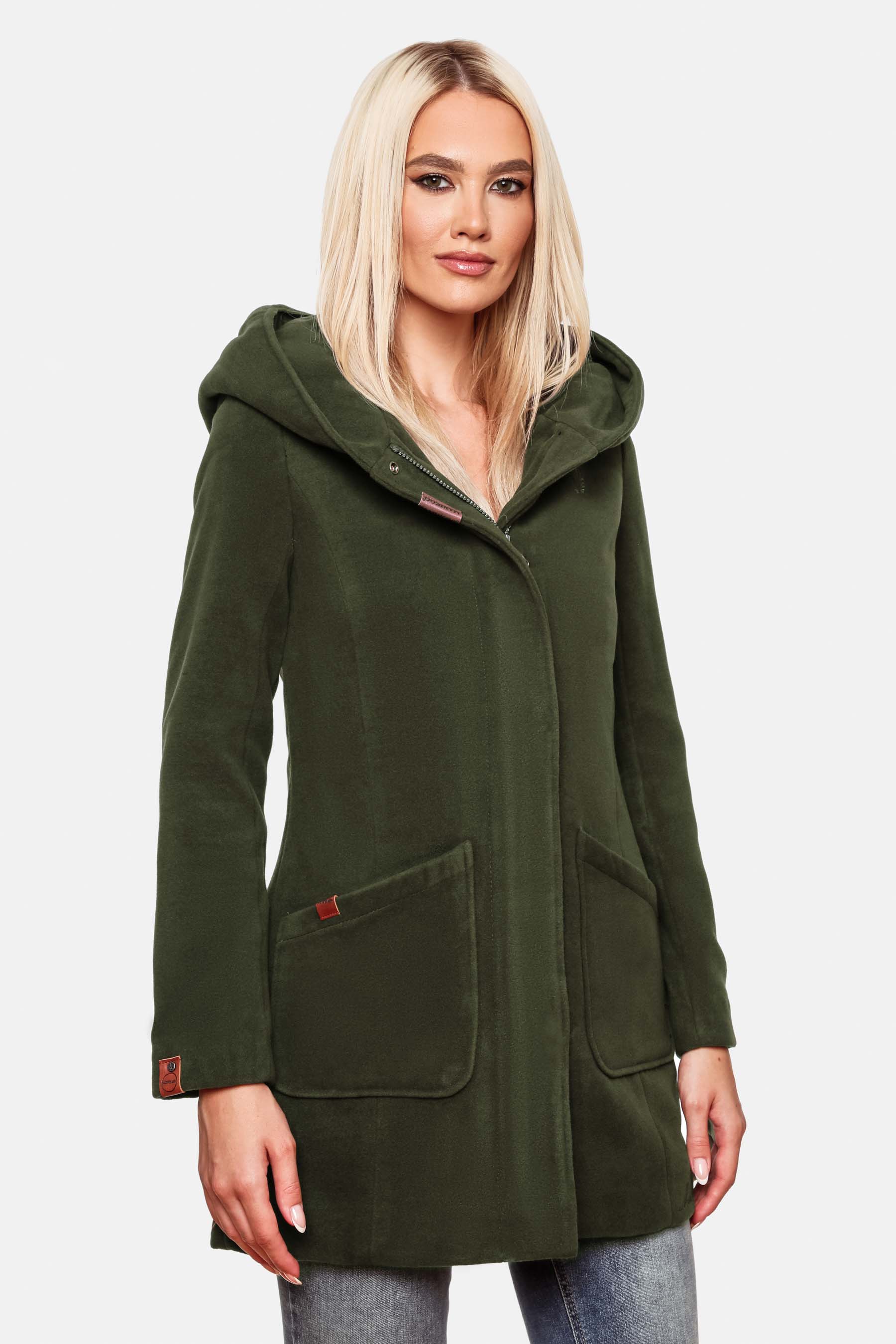Marikoo Maikoo Damen Wintermantel Trenchcoat mit Kapuze Forest Green Gr. 34 - XS Marikoo Maikoo Damen Wintermantel Trenchcoat mit Kapuze Forest Green Gr. 34 - XS