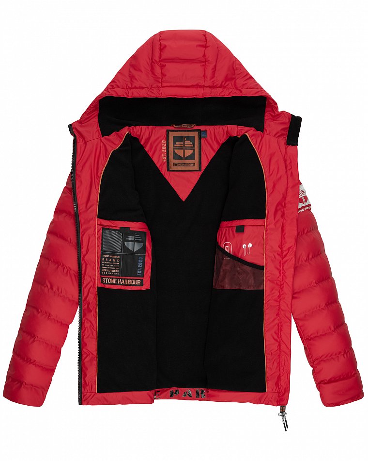 Stone Harbour Herren Winter Regen Steppjacke Zaharoo mit Kapuze Chili Red Gr. 46 - S