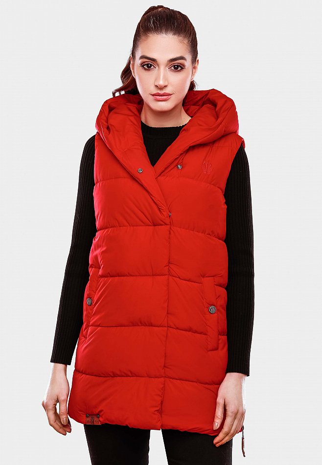 Navahoo Madilynaa Damen Winter Steppweste mit Kapuze Rot Gr. 38 - M