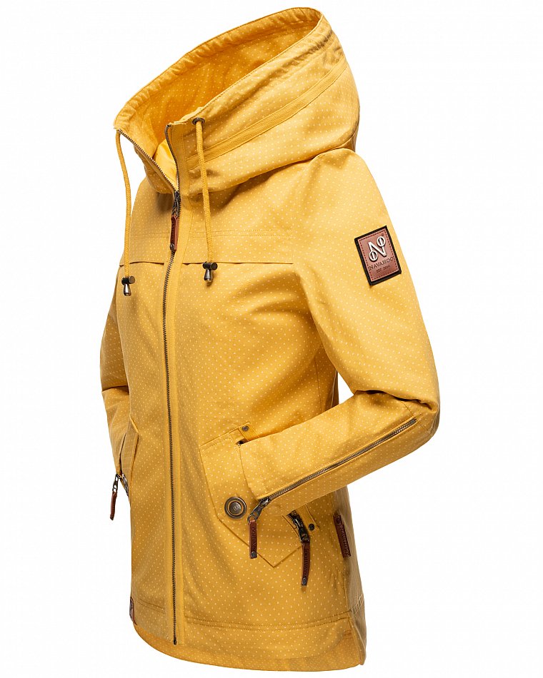 Navahoo Wekoo Damen Übergangsjacke mit Kapuze Gelb mit Print Gr. 36 - S