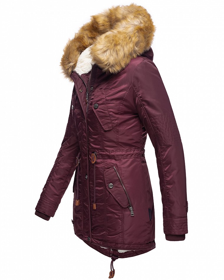 Navahoo La Viva Winterjacke Parka mit Teddyfell & Kapuze Wine Gr. 34 - XS