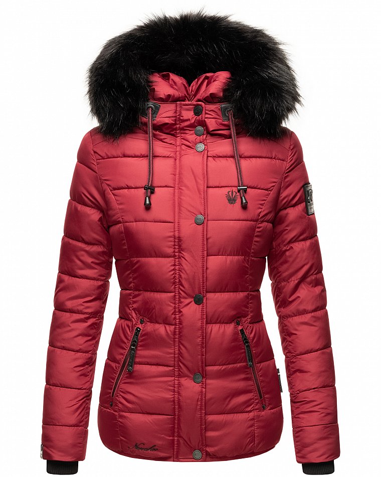 Navahoo Zuckerbiene Damen gefütterte Winter Steppjacke mit Kapuze Bordeaux Gr. 42 - XL