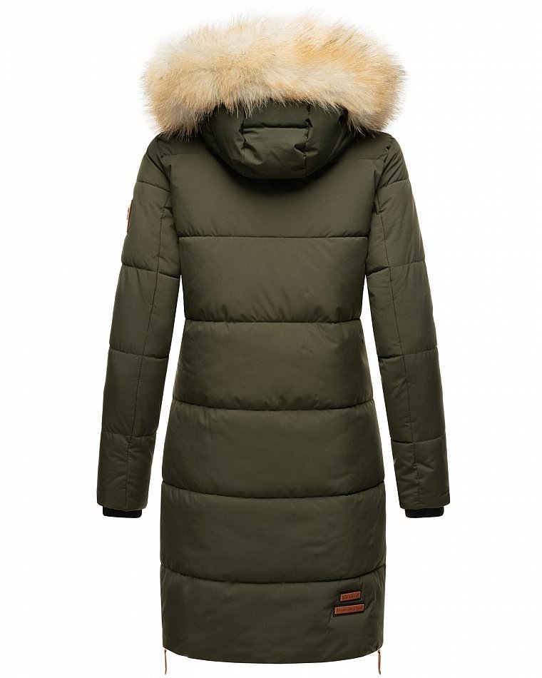 Navahoo Halina Damen Winter Steppmantel Parka mit Kunstfell Olive Gr. 42 - XL