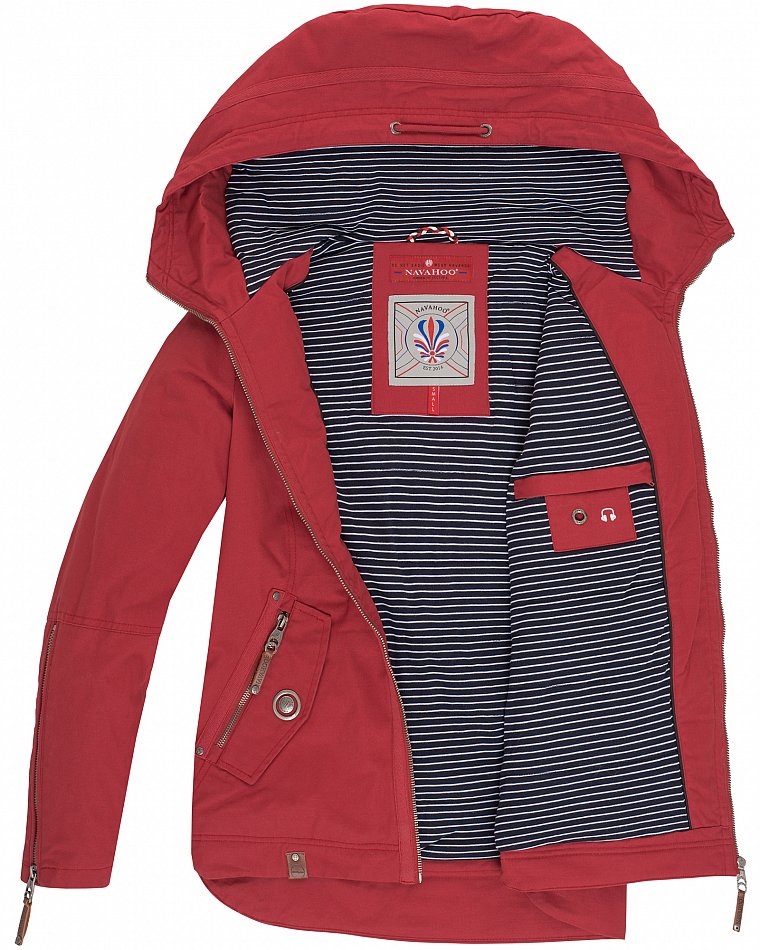 Navahoo Wekoo Damen Übergangsjacke mit Kapuze Rot Gr. 34 - XS