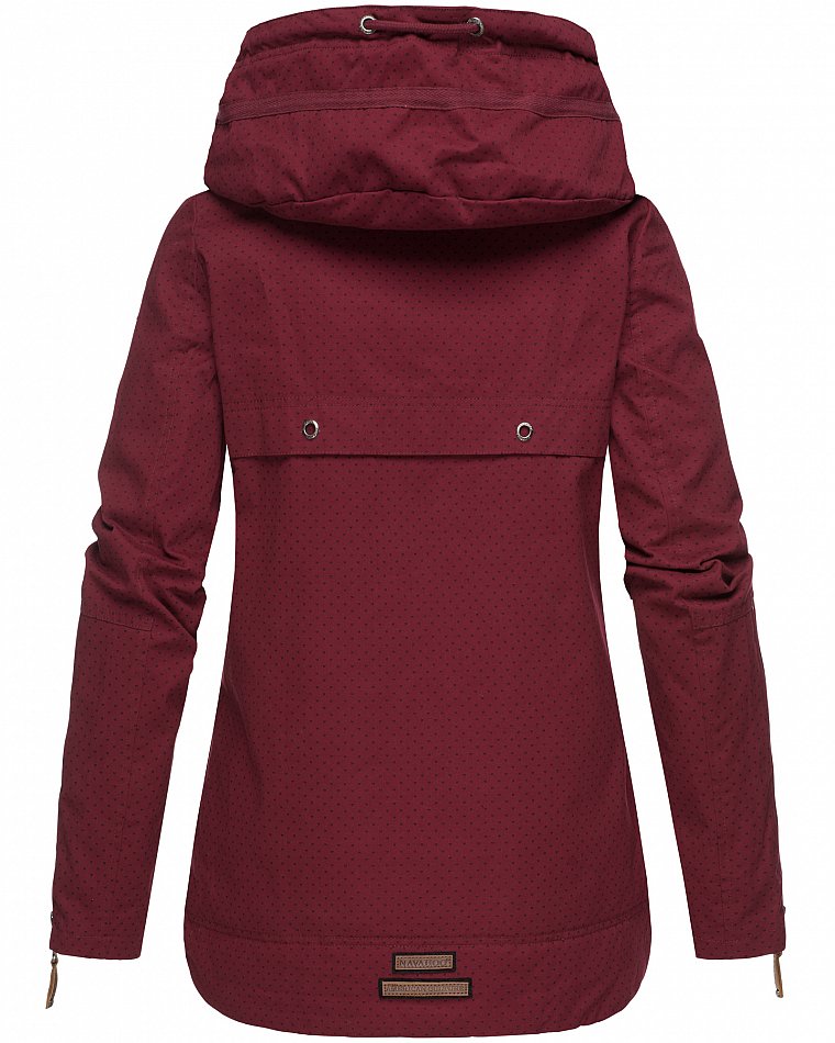 Navahoo Wekoo Damen Übergangsjacke mit Kapuze Bordeaux mit Print Gr. 40 - L