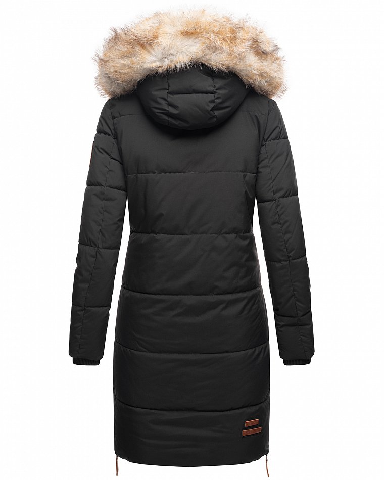 Navahoo Halina Damen Winter Steppmantel Parka mit Kunstfell Schwarz Gr. 36 - S