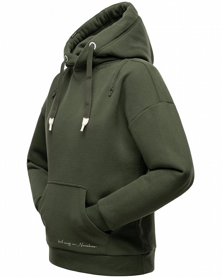 Navahoo Zuckerbärchen Damen Hoodie Kapuzensweatshirt Pullover Dark Olive Gr. 38 - M