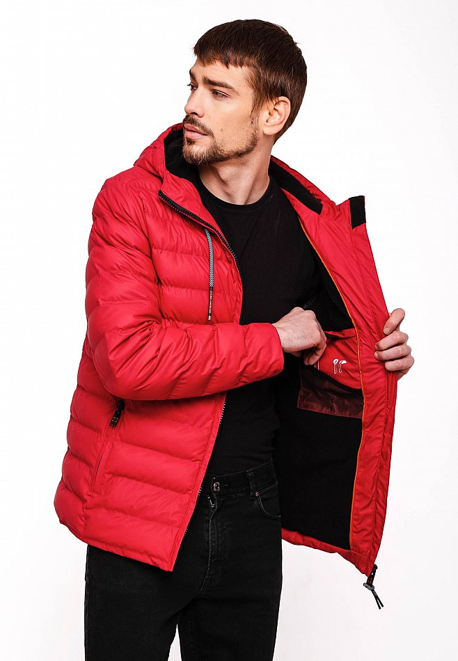 Stone Harbour Herren Winter Regen Steppjacke Zaharoo mit Kapuze Chili Red Gr. 46 - S