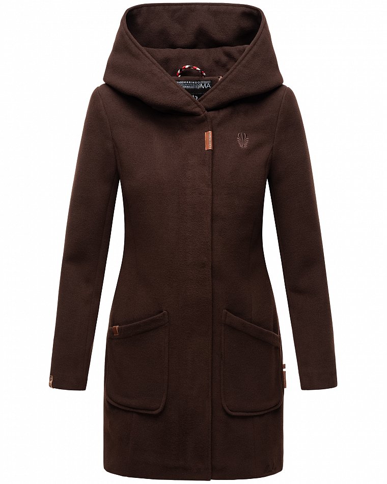Marikoo Maikoo Damen Wintermantel Trenchcoat mit Kapuze Schoko Gr. 38 - M Marikoo Maikoo Damen Wintermantel Trenchcoat mit Kapuze Schoko Gr. 38 - M