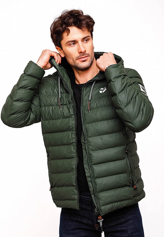 Stone Harbour Herren Winter Regen Steppjacke Zaharoo mit Kapuze Olive Gr. 48 - M