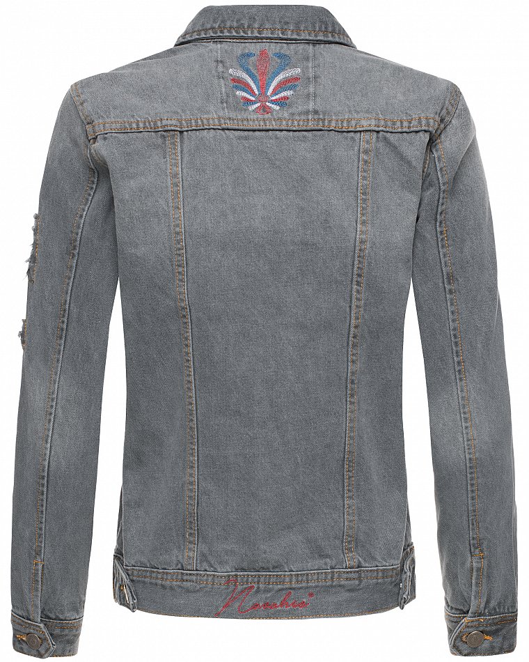 Navahoo Damen Destroyed Jeans Jacke Pamuyaa Grau Gr. 34 - XS