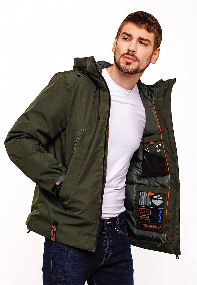 Stone Harbour Moagaa Herren wasserdichte Winterjacke Outdoorjacke mit Kapuze Olive Gr. 50 - L