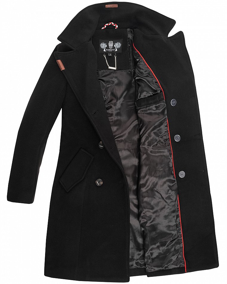 Marikoo Nanakoo Damen eleganter Wintermantel Trenchcoat Schwarz Gr. 34 - XS