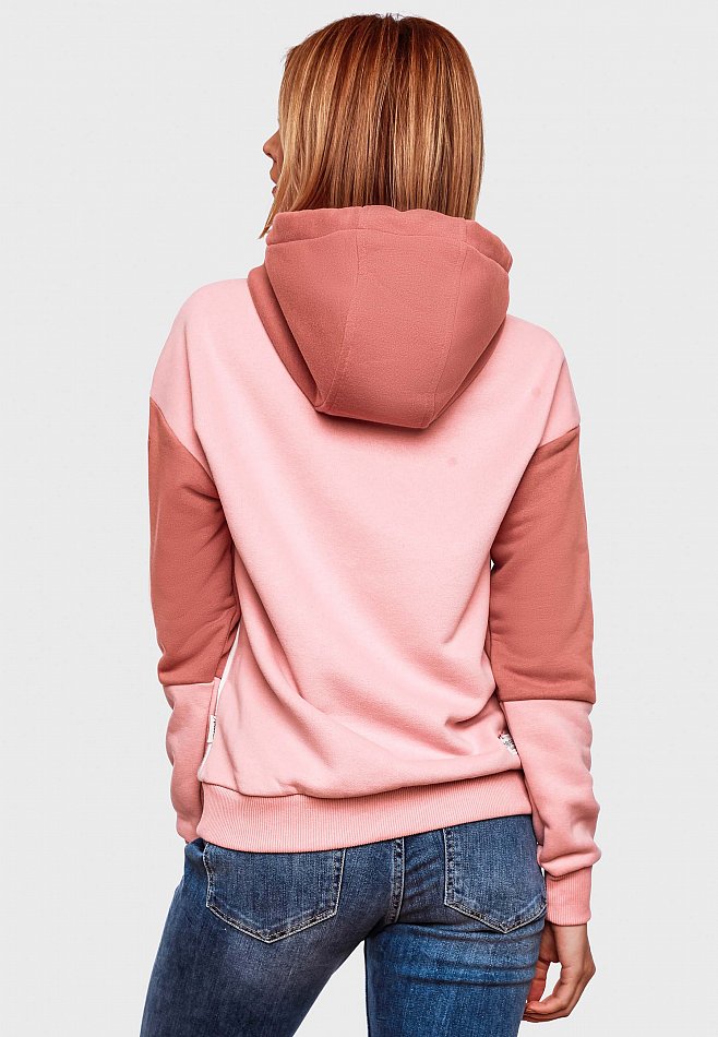 Navahoo Babykätzchen Damen Colorblock Kapuzenpullover Hoodie Powder Rose Gr. 40 - L