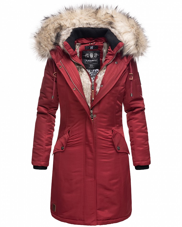 Navahoo Daylight Premium Warme Damen Winter Jacke gefüttert Parka Bordeaux Gr. 34 - XS