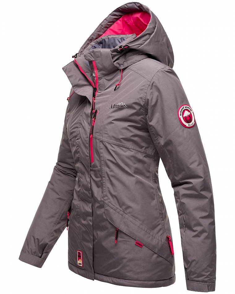 Marikoo Rabeaa Damen Jacke Kurz Winterjacke gefüttert Grau Gr. 40 - L