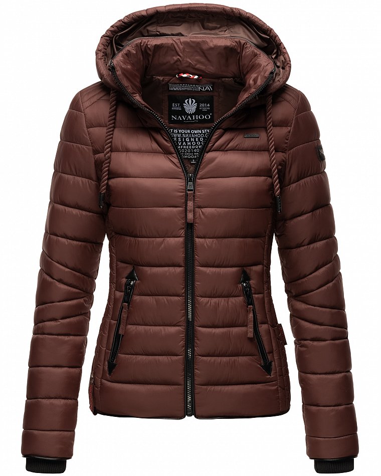 Navahoo Lulana Damen Übergangs Steppjacke mit Kapuze Schoko Gr. 38 - M