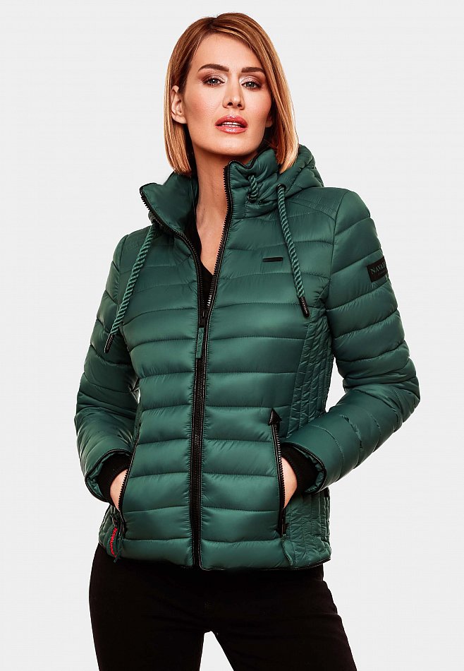 Navahoo Lulana Damen Übergangs Steppjacke mit Kapuze Ocean Green Gr. 44 - XXL