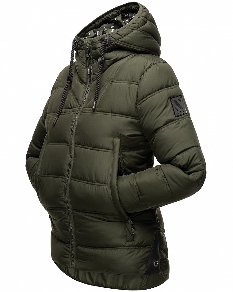 Navahoo Renesmee Winterjacke Stepp Jacke mit Kapuze Olive Gr. 42 - XL