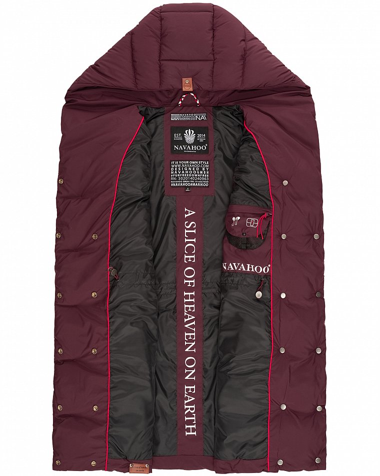 Navahoo Madilynaa Damen Winter Steppweste mit Kapuze Bordeaux Gr. 38 - M