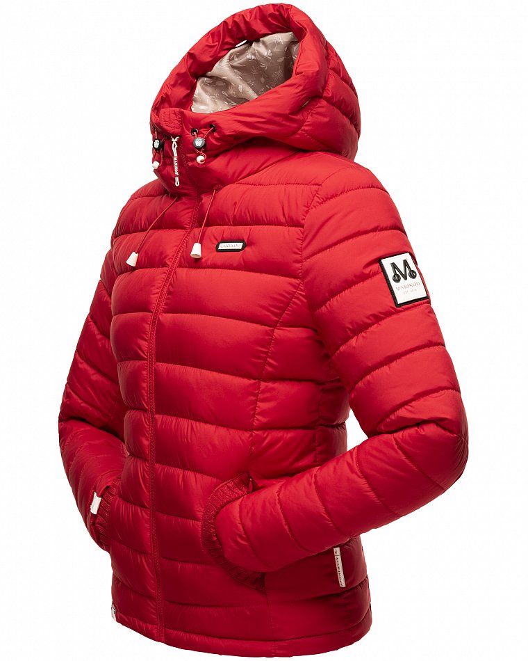 Marikoo Nasriin Damen Übergangsjacke Steppjacke mit Kunstfell Rot Gr. 38 - M