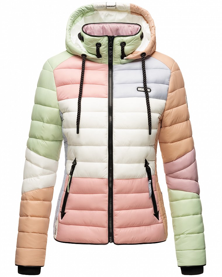 Navahoo Damen Color Blocking Steppjacke Lulana Multikulti Pastel 34 - XS