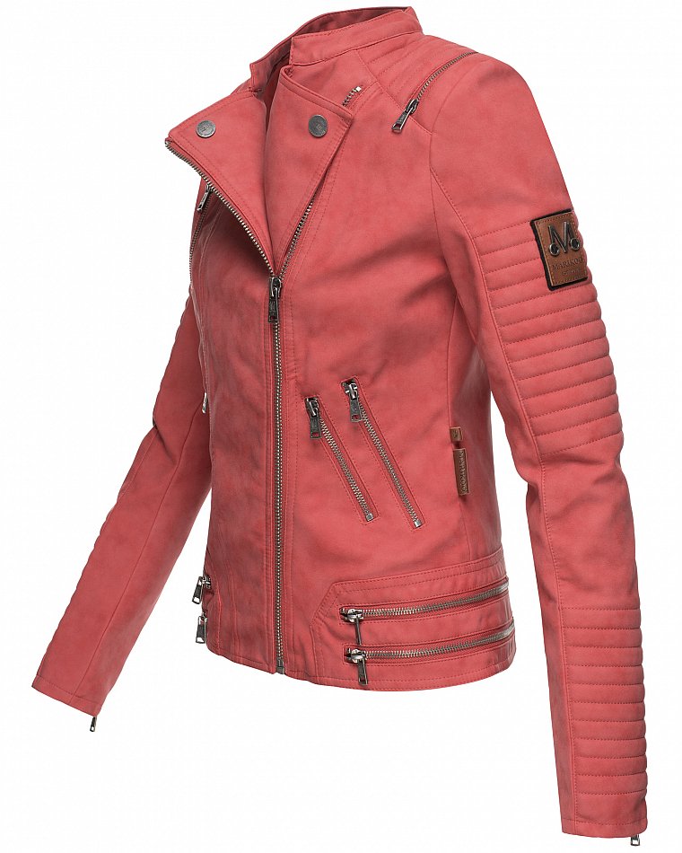 Marikoo Akikoo Damen Kunstlder Biker Jacke Rot Gr. 40 - L