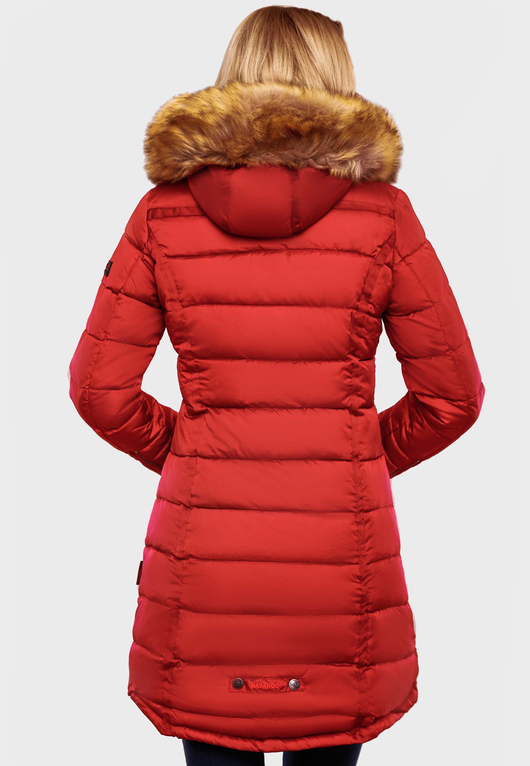 Navahoo Papaya Winter Mantel Steppjacke Gefüttert Mit Kapuze Rot Gr. 36 - S