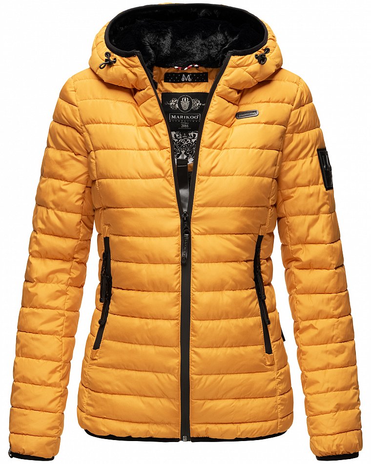 Marikoo Damen Winterjacke Outdoorjacke Steppjacke mit Kapuze Jaylaa Gelb Gr. 36 - S  
