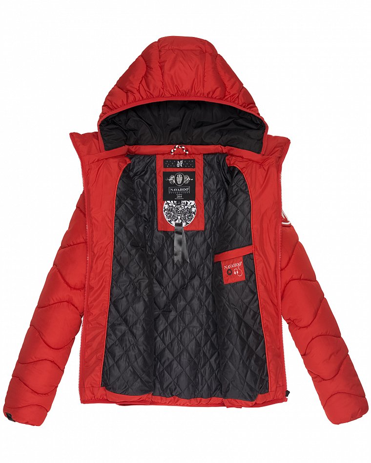 Navahoo Key Color Winterjacke Steppjacke mit abnehmbarer Kapuze Rot Gr. 38 - M