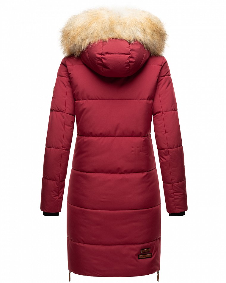 Navahoo Halina Damen Winter Steppmantel Parka mit Kunstfell Bordeaux Gr. 36 - S