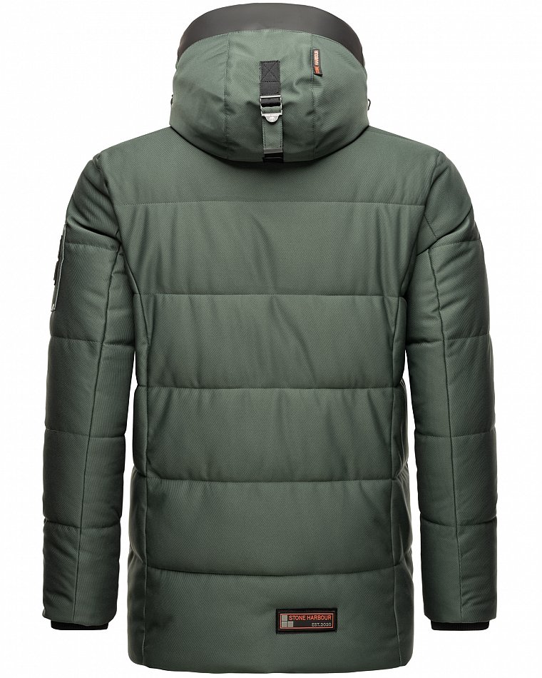 Stone Harbour Mitjaa Herren Wintermantel Parka mit Doppel Kapuze Stone Green Gr. 48 - M