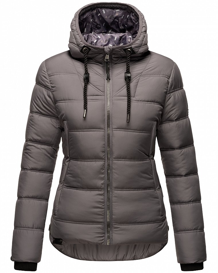 Navahoo Renesmee Winterjacke Stepp Jacke mit Kapuze Dunkel Grau Gr. 34 - XS