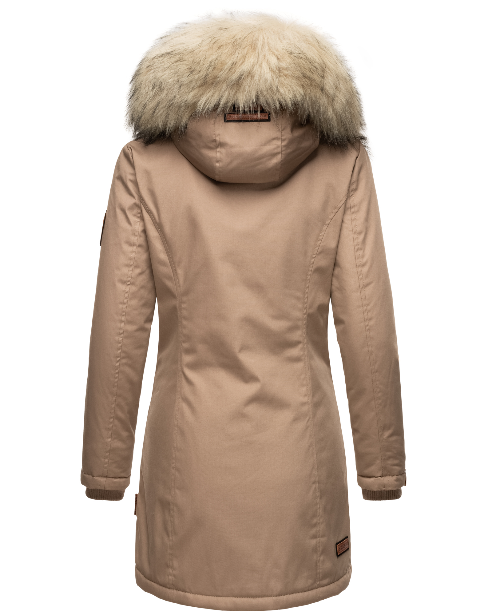 Navahoo Cristal Winterjacke Winterparka mit Kapuze & Kunstfell Taupe Gr. 38 - M