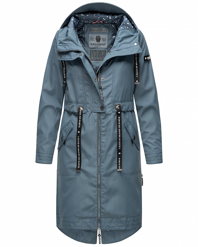 Navahoo Josinaa Damen Jacke Übergangs Parka mit Kapuze Blau Gr. 36 - S