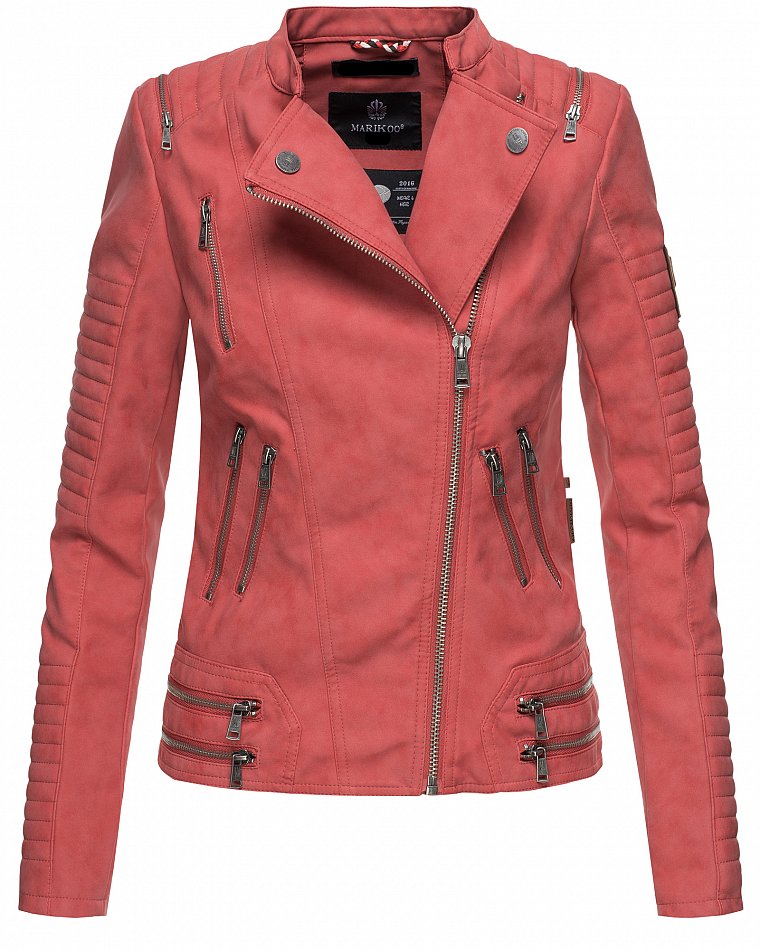 Marikoo Akikoo Damen Kunstlder Biker Jacke Rot Gr. 40 - L