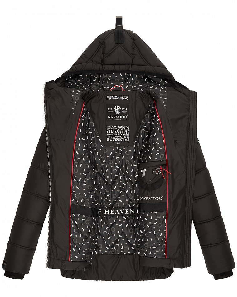 Navahoo Renesmee Winterjacke Stepp Jacke mit Kapuze Schwarz Gr. 38 - M