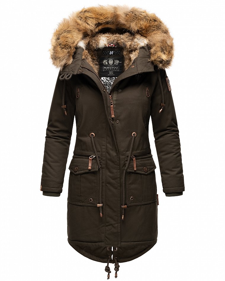 Navahoo Rosinchen Damen Winterjacke Parka Gefüttert Anthrazit Gr. 34 - XS
