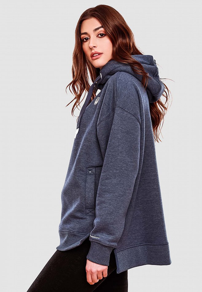 Navahoo Damen Hoodie Sweatpullover Silberengelchen Blau Melange Gr. 40 - L