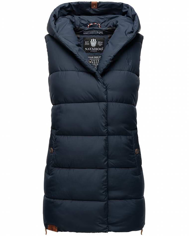 Navahoo Madilynaa Damen Winter Steppweste mit Kapuze Navy Gr. 36 - S